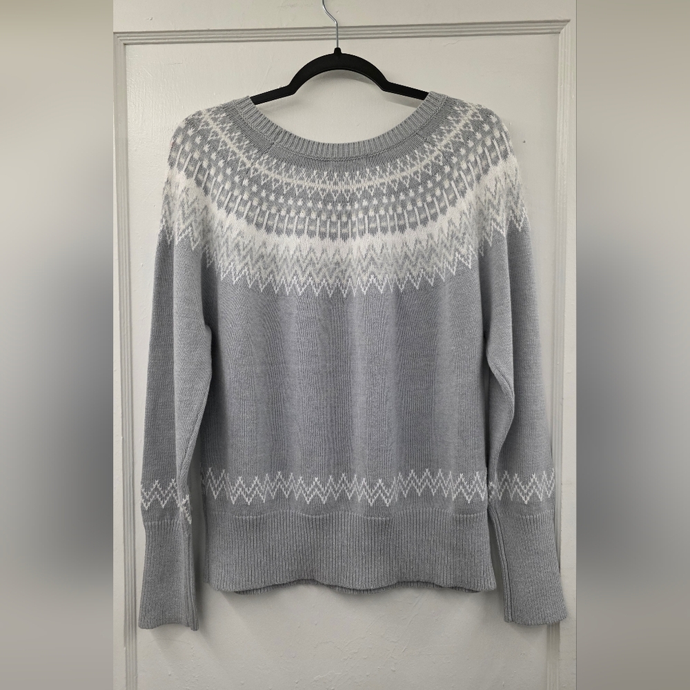 Calvin Klein Fair Isle Knit Sweater No Size Tag MEASURES A MEDIUM EUC - Picture 2 of 8